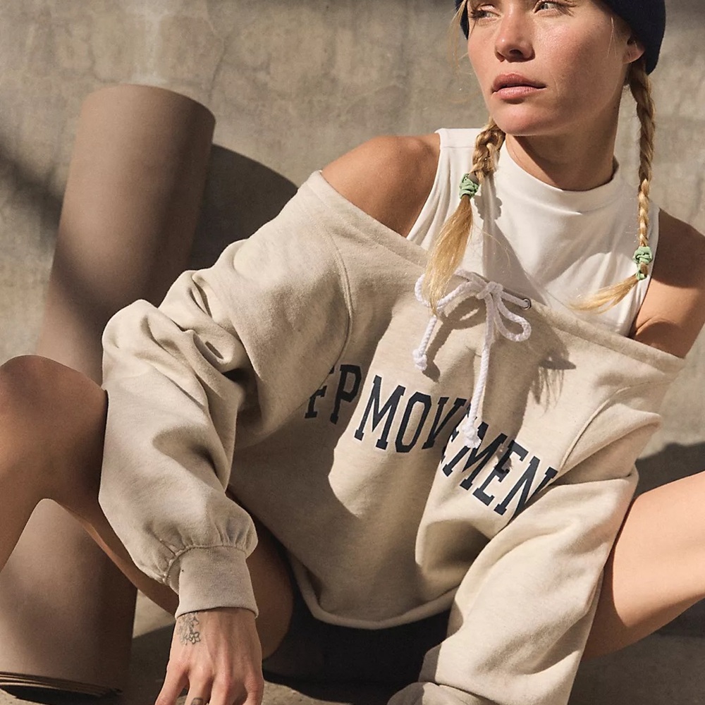 FP Movement For The Win Off-The-Shoulder Sweatshirt - XS Grey NWOT $108